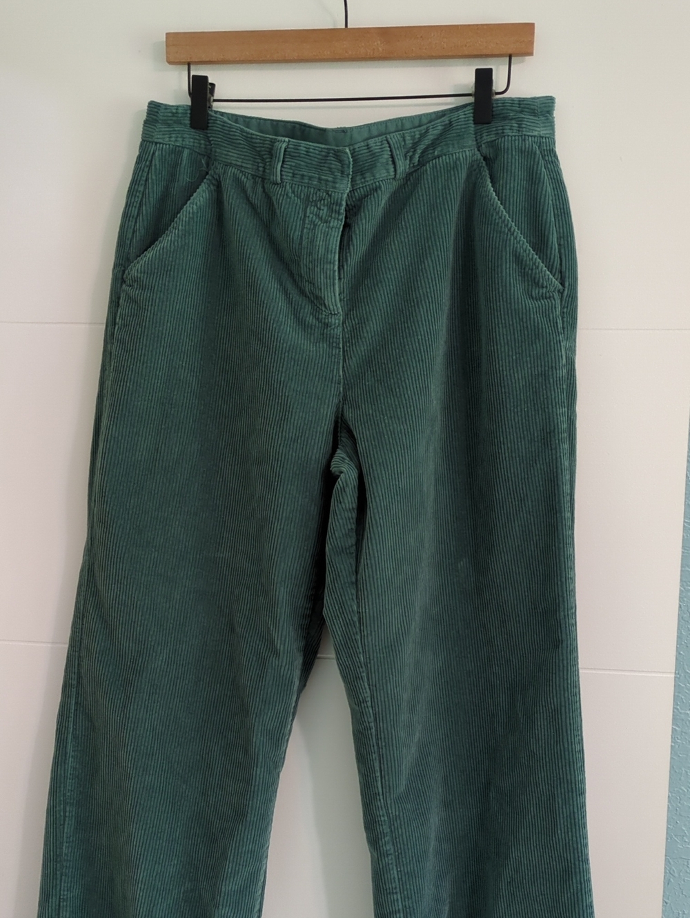 Poetry Women's Green Corduroy Wide-Leg Pants Sz 12 Casual Academia Fall Cozy - Picture 2 of 5